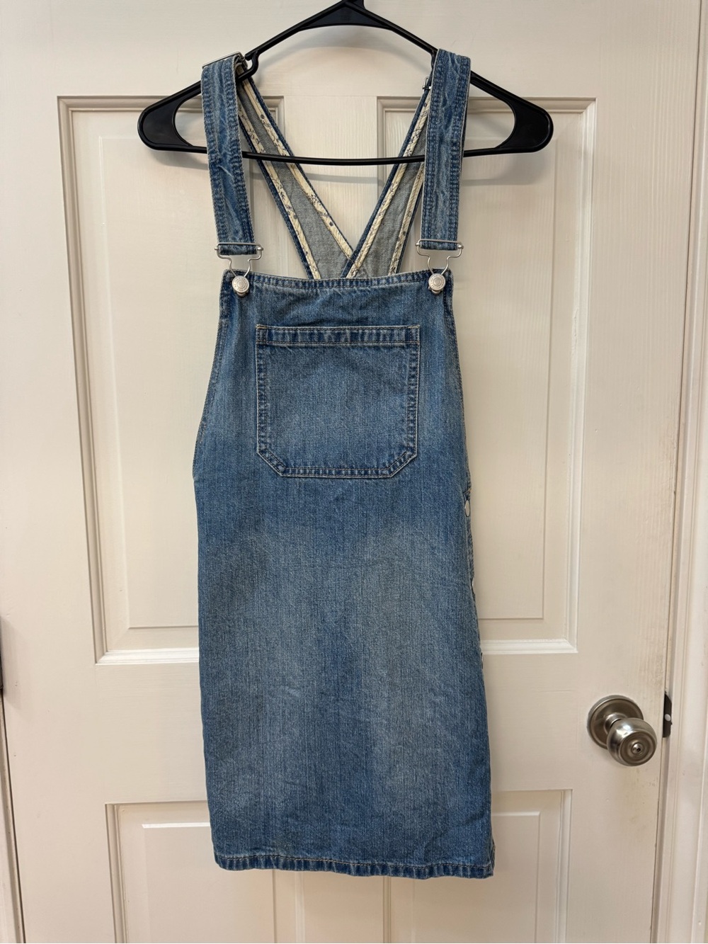 Free People Light Blue Denim Overall Dress with Side Buttons - Picture 2 of 5